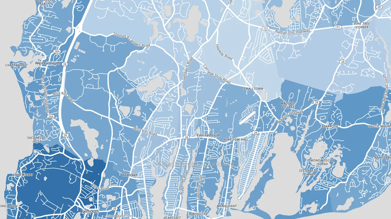 02536, MA block-group political-lean map