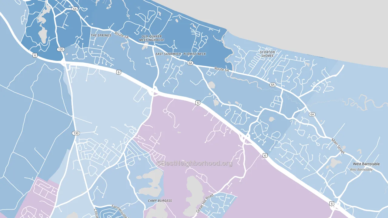 02537, MA block-group political-lean map