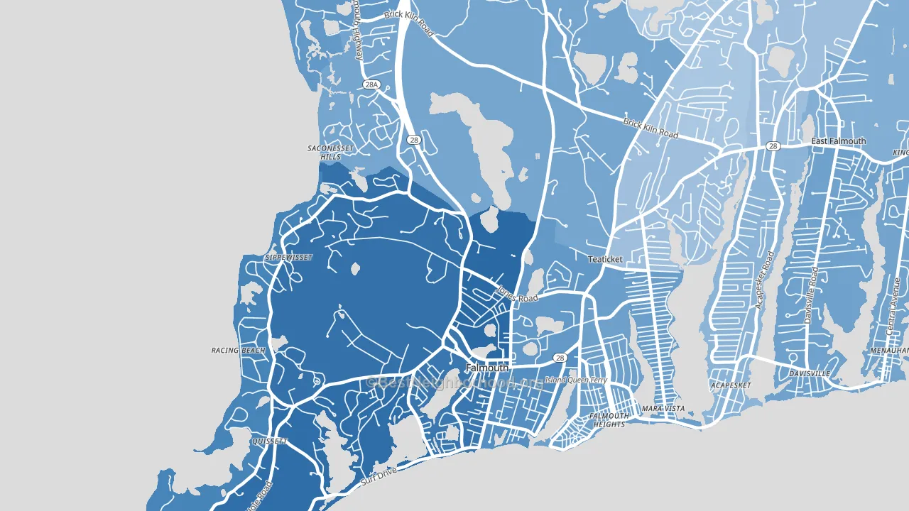 02540, MA block-group political-lean map
