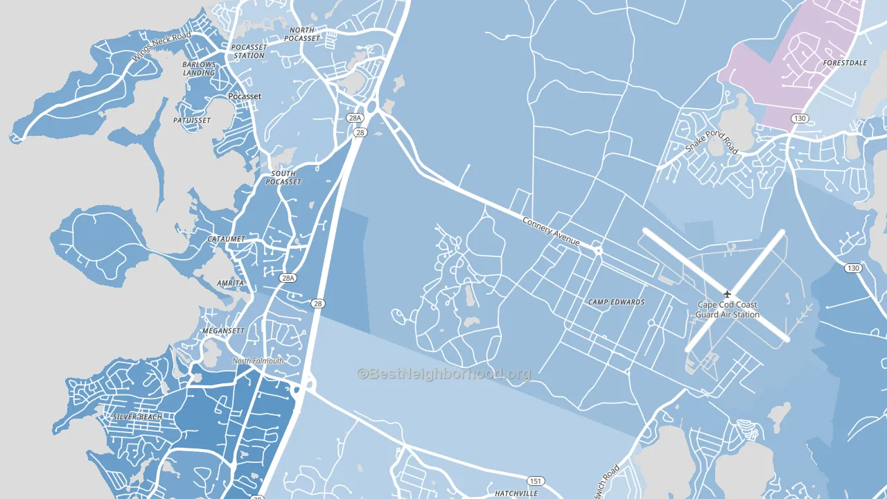 02542, MA block-group political-lean map