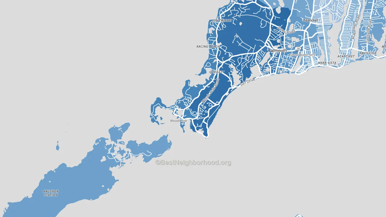 02543, MA block-group political-lean map