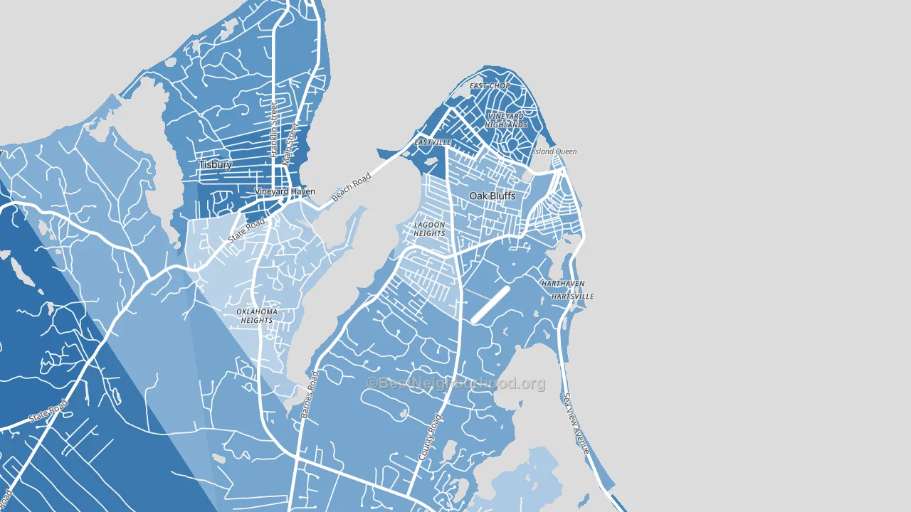 02557, MA block-group political-lean map