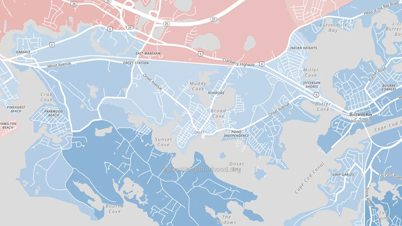 02558, MA block-group political-lean map