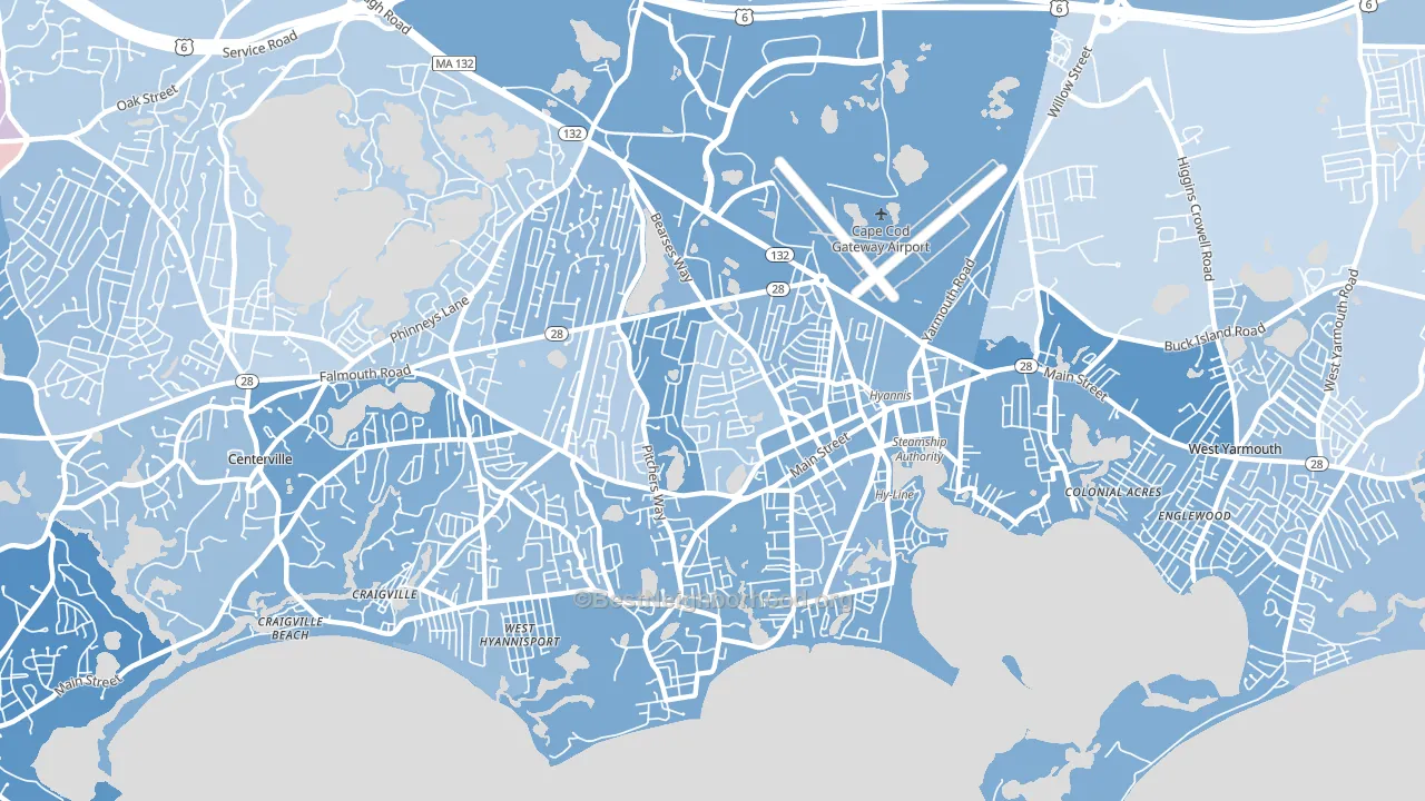02601, MA block-group political-lean map