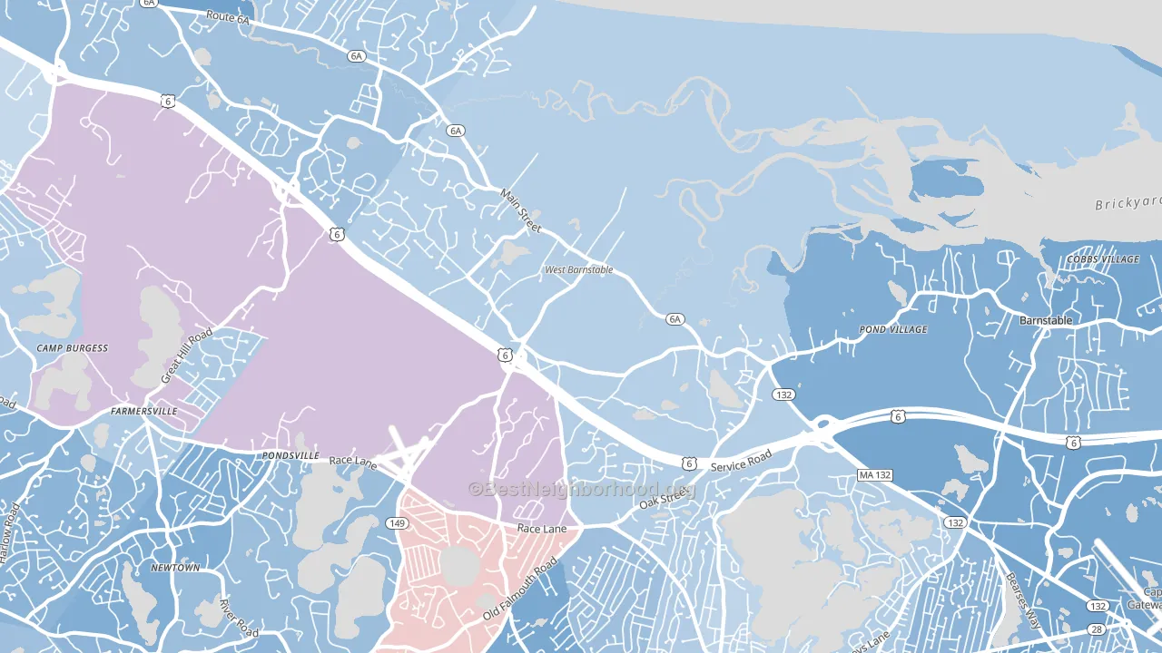 02668, MA block-group political-lean map
