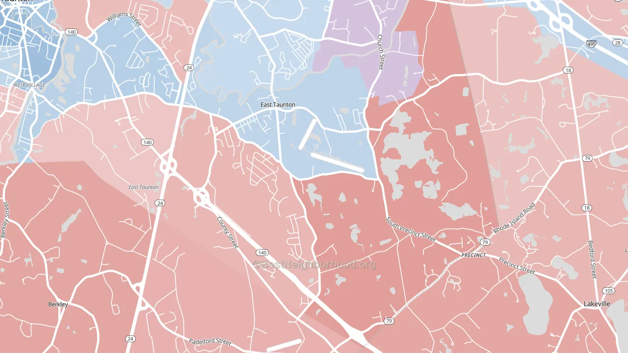 02718, MA block-group political-lean map
