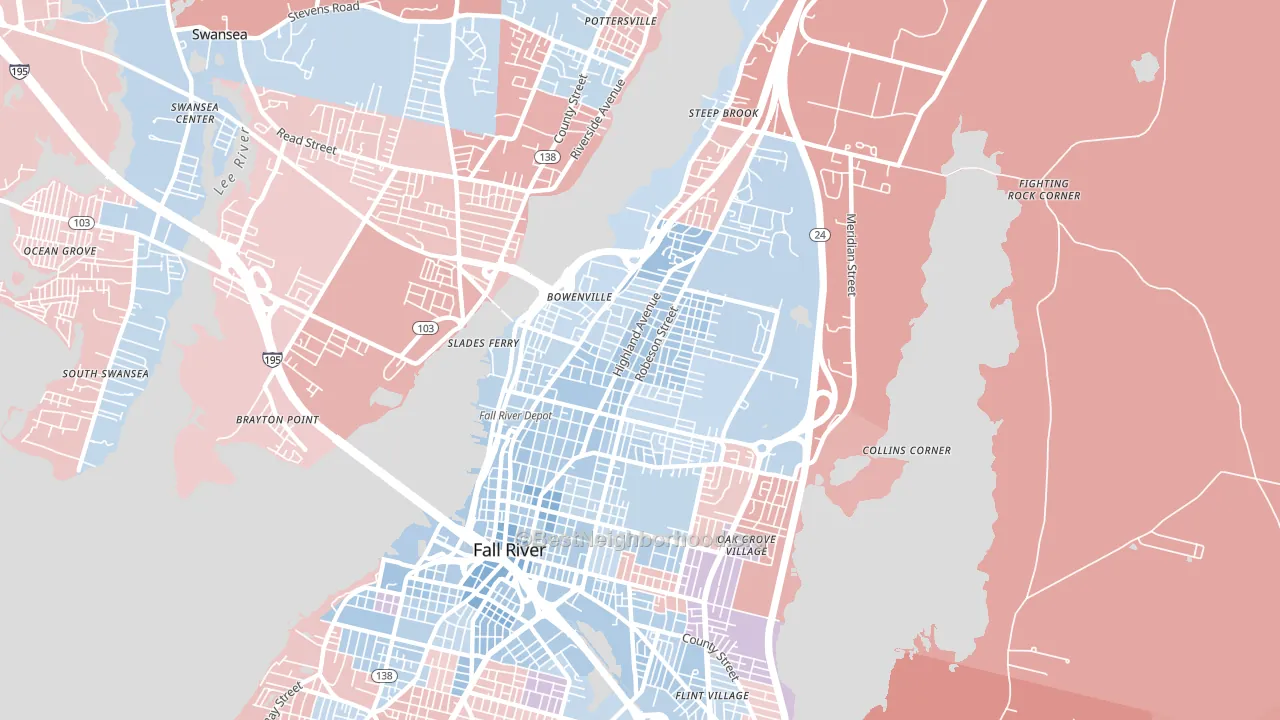 02720, MA block-group political-lean map