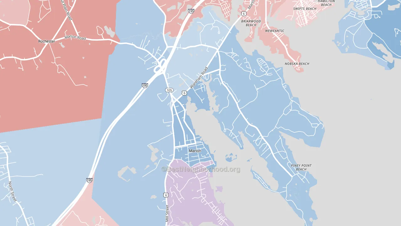 02738, MA block-group political-lean map