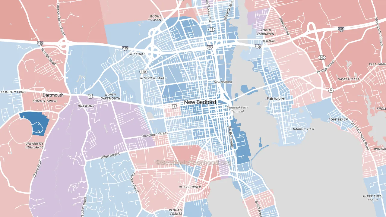 02740, MA block-group political-lean map