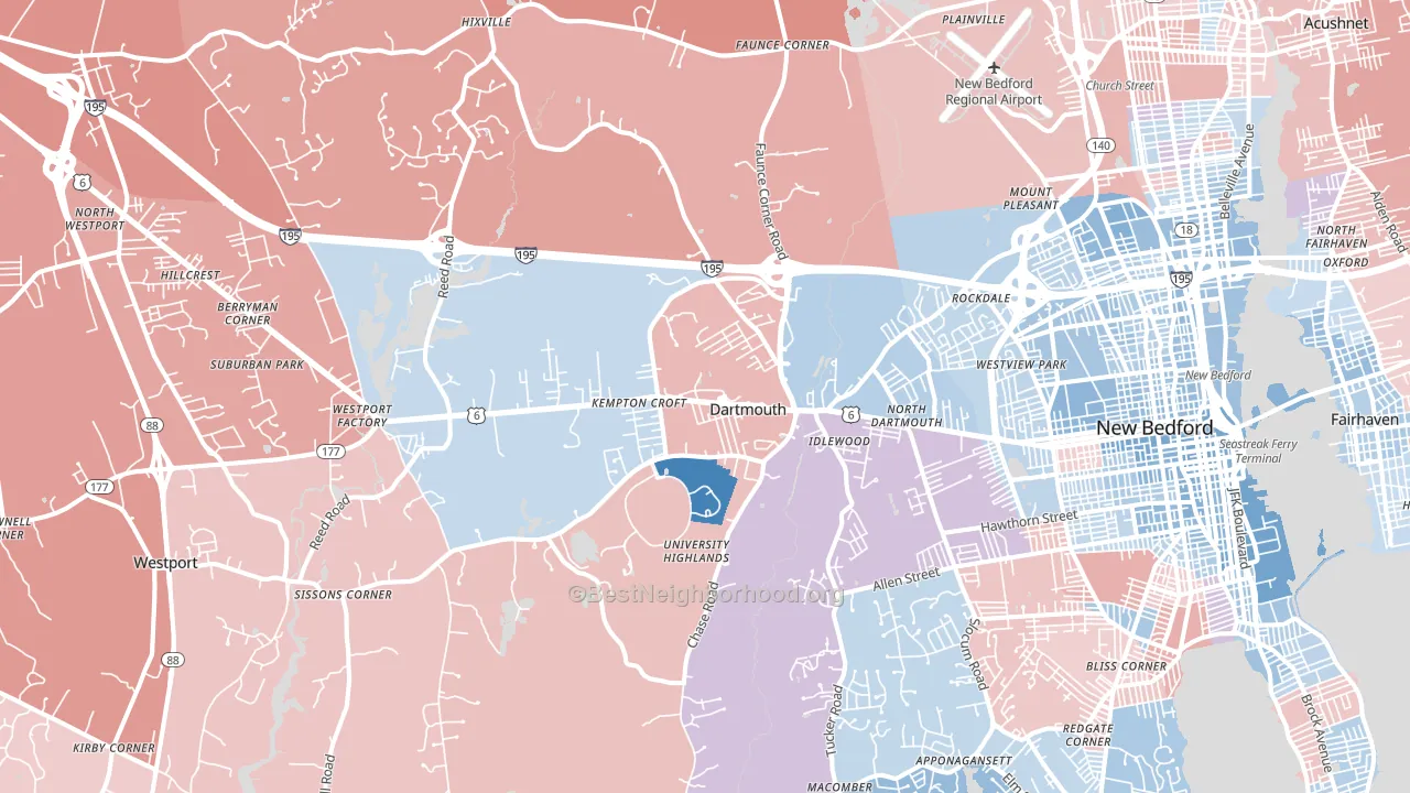 02747, MA block-group political-lean map