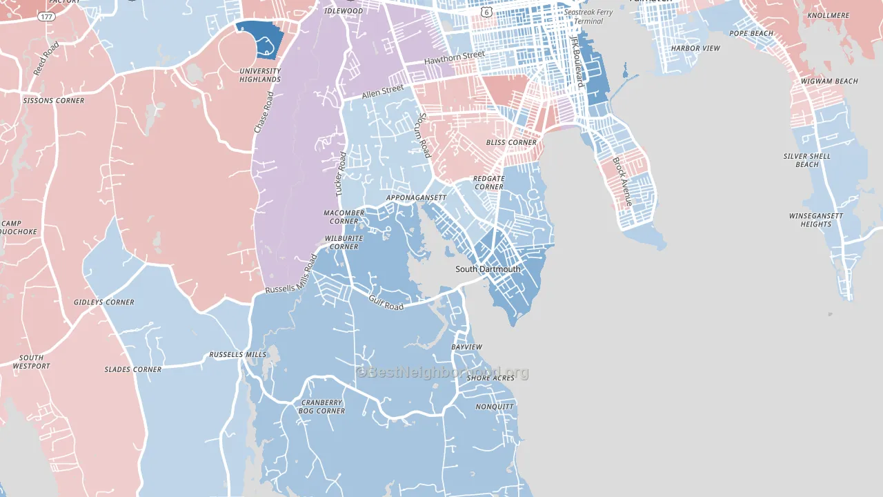 02748, MA block-group political-lean map