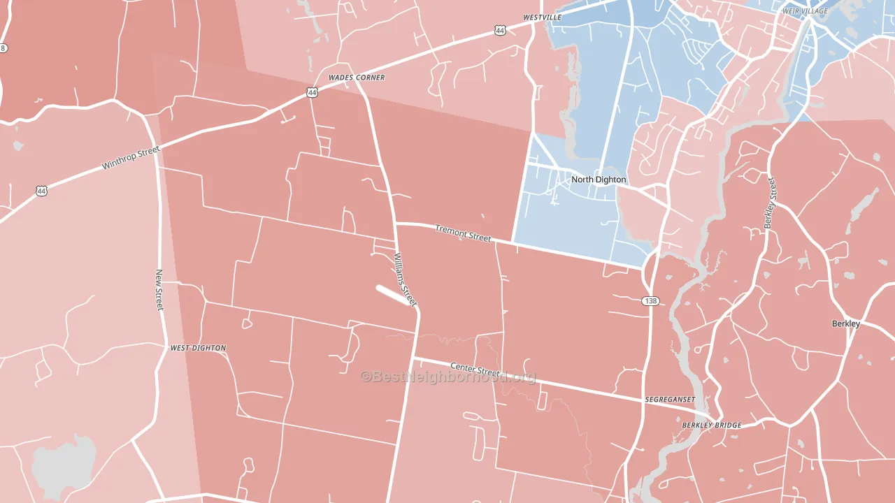 02764, MA block-group political-lean map