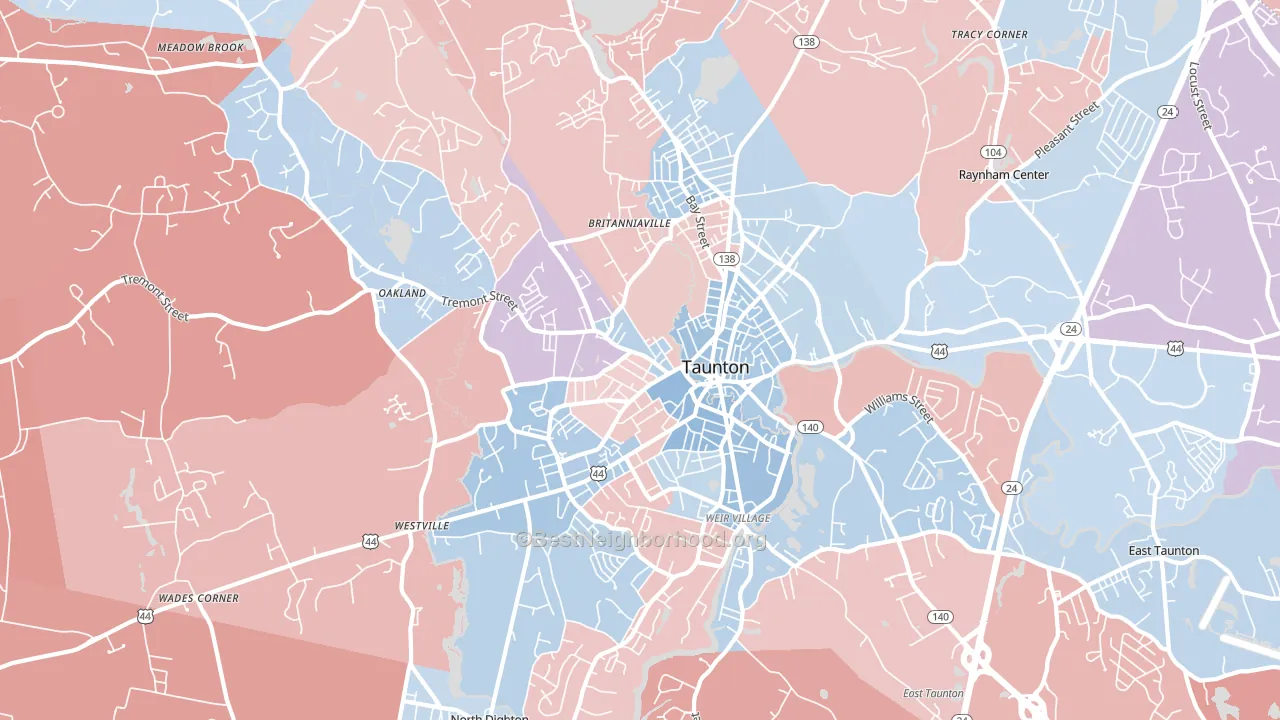 02780, MA block-group political-lean map