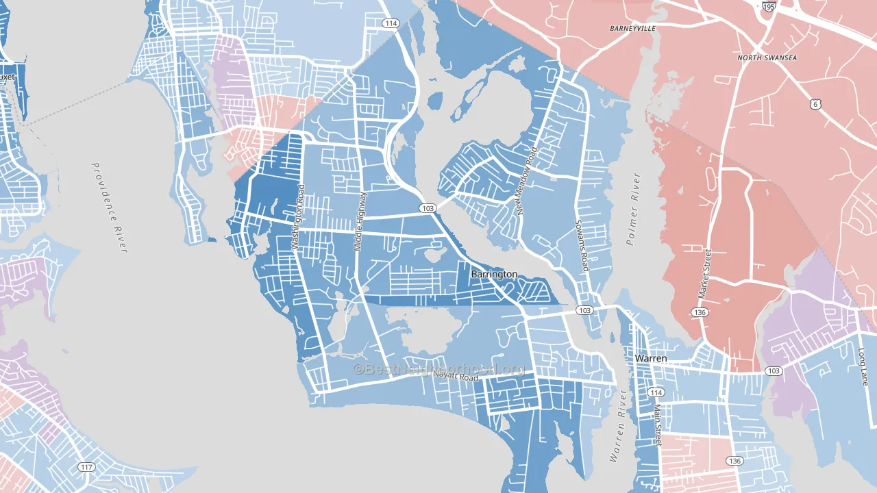 02806, RI block-group political-lean map