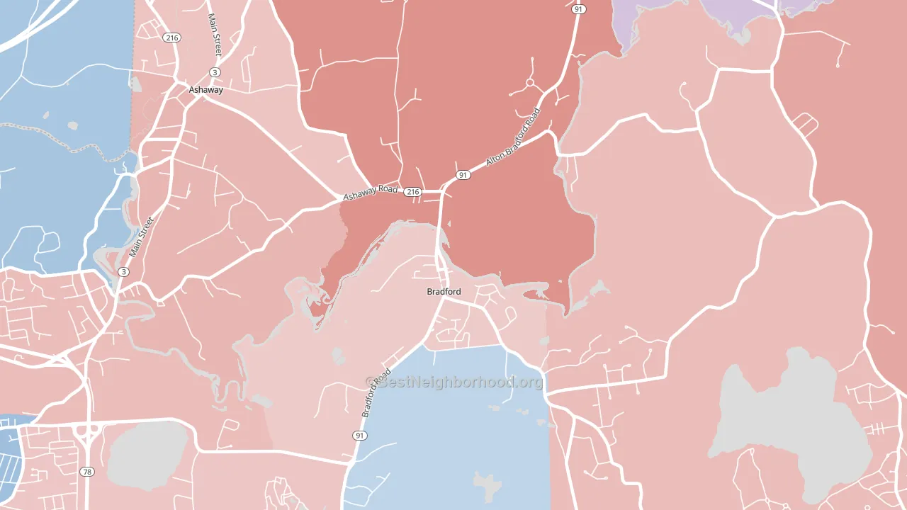 02808, RI block-group political-lean map