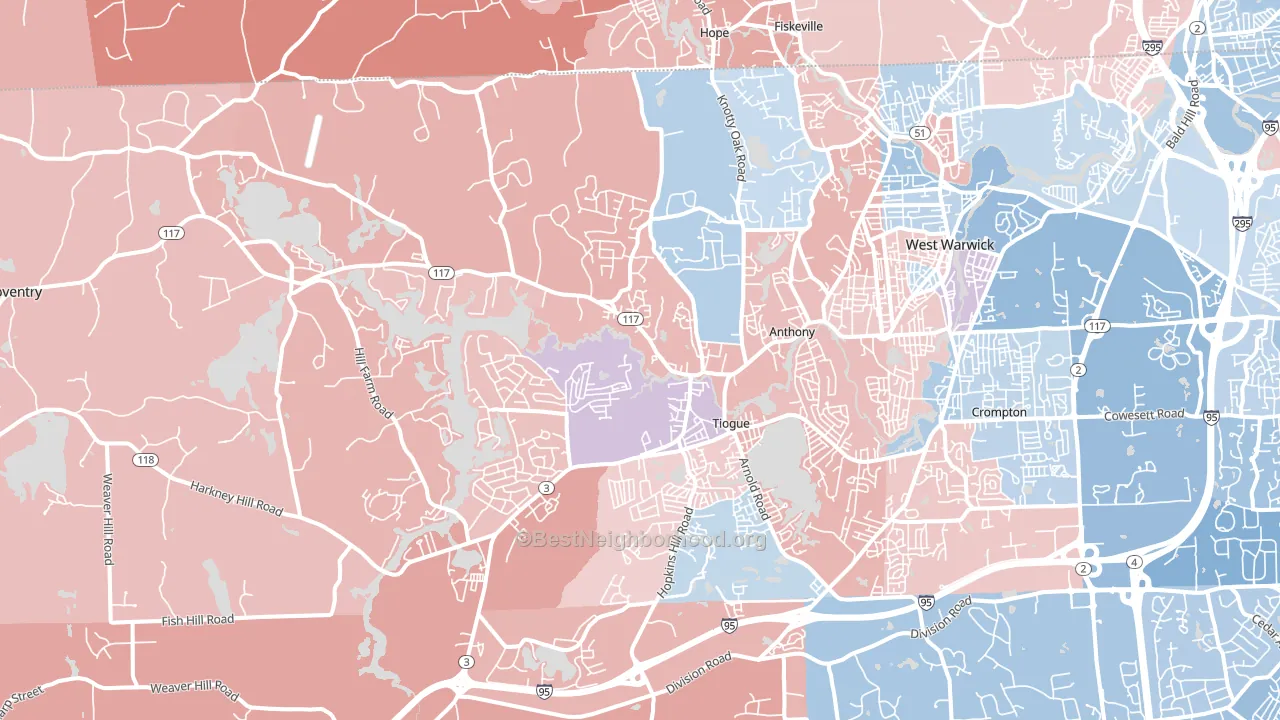 02816, RI block-group political-lean map