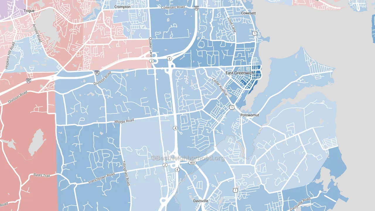 02818, RI block-group political-lean map