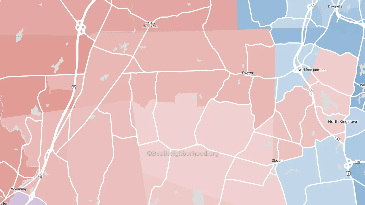 02822, RI block-group political-lean map