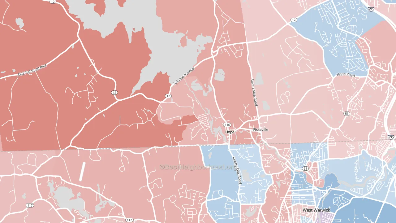 02831, RI block-group political-lean map