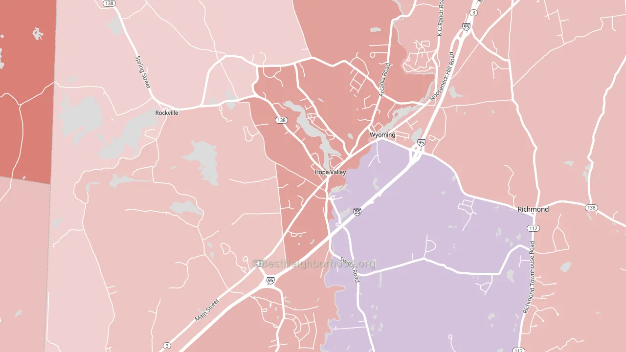 02832, RI block-group political-lean map