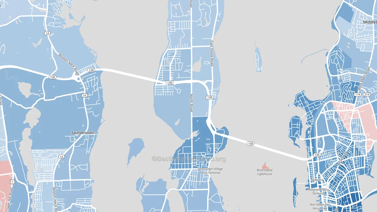 02835, RI block-group political-lean map