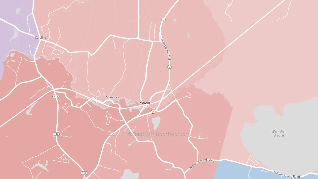 02836, RI block-group political-lean map