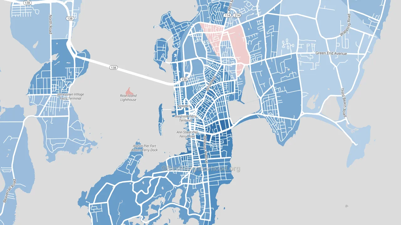 02840, RI block-group political-lean map