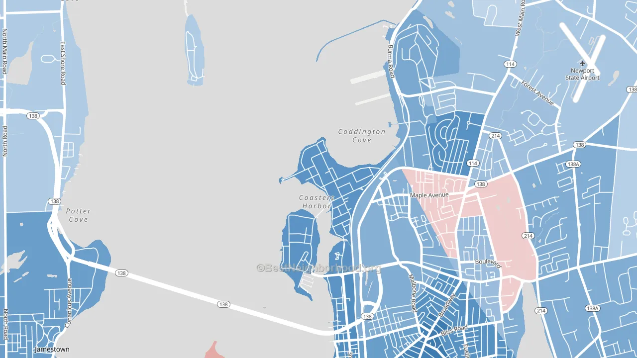 02841, RI block-group political-lean map