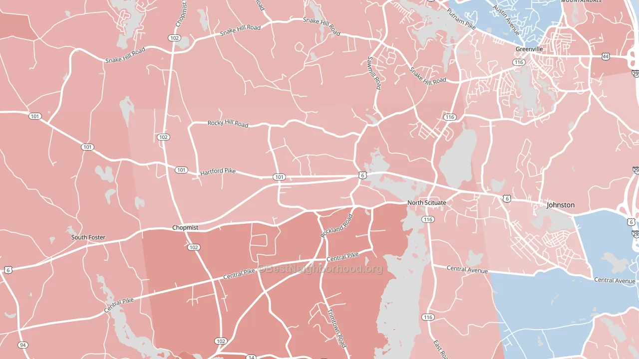 02857, RI block-group political-lean map