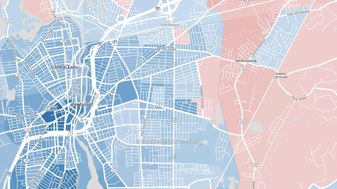 02861, RI block-group political-lean map