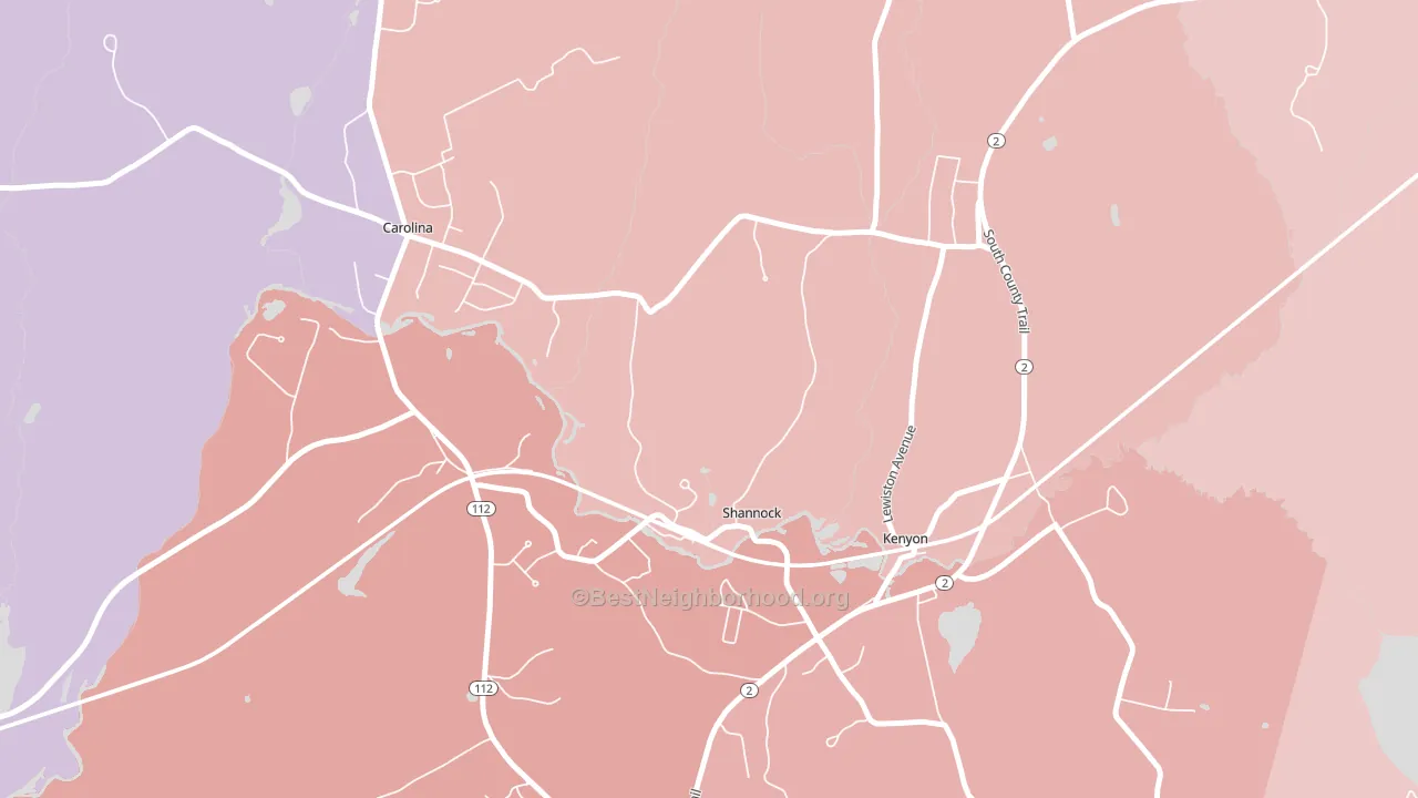02875, RI block-group political-lean map