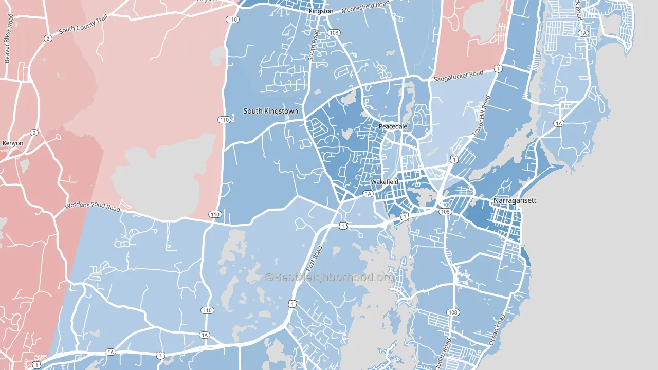 02879, RI block-group political-lean map
