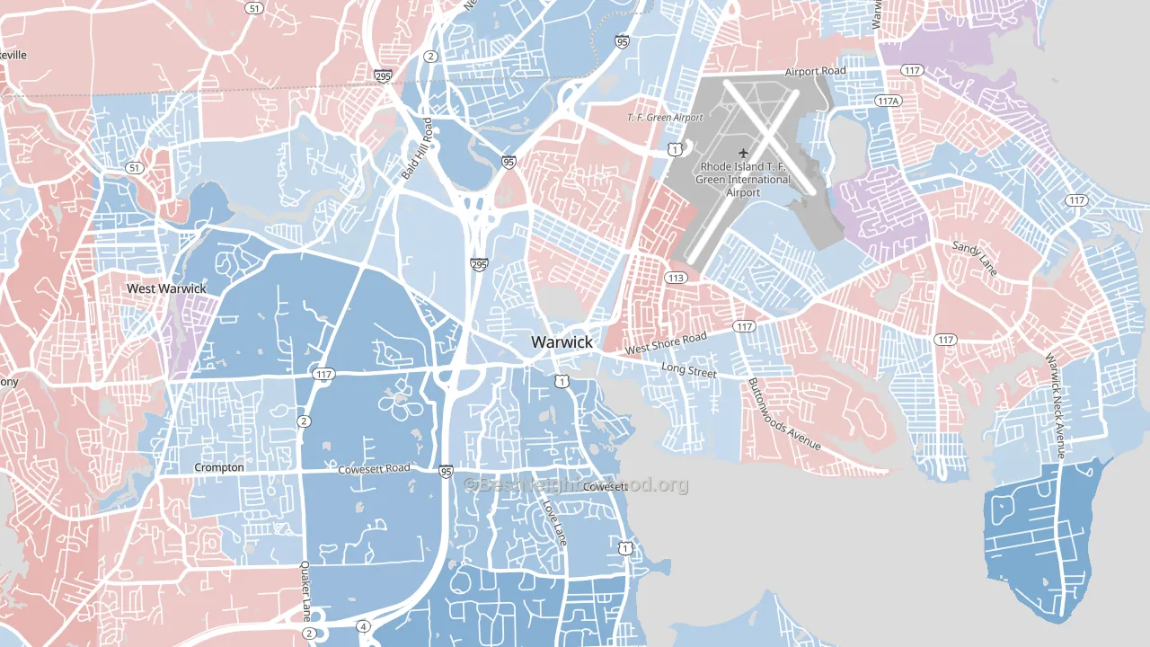 02886, RI block-group political-lean map