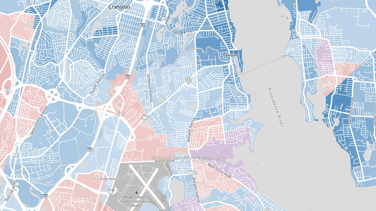 02888, RI block-group political-lean map