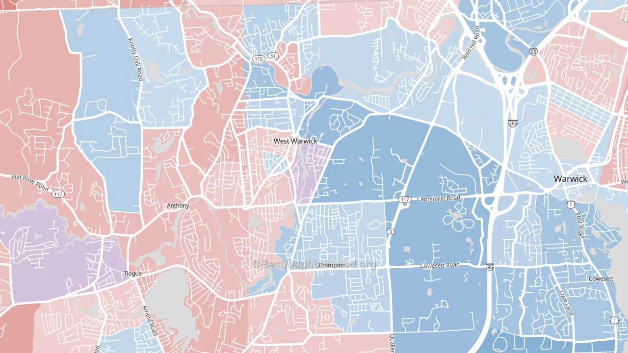 02893, RI block-group political-lean map