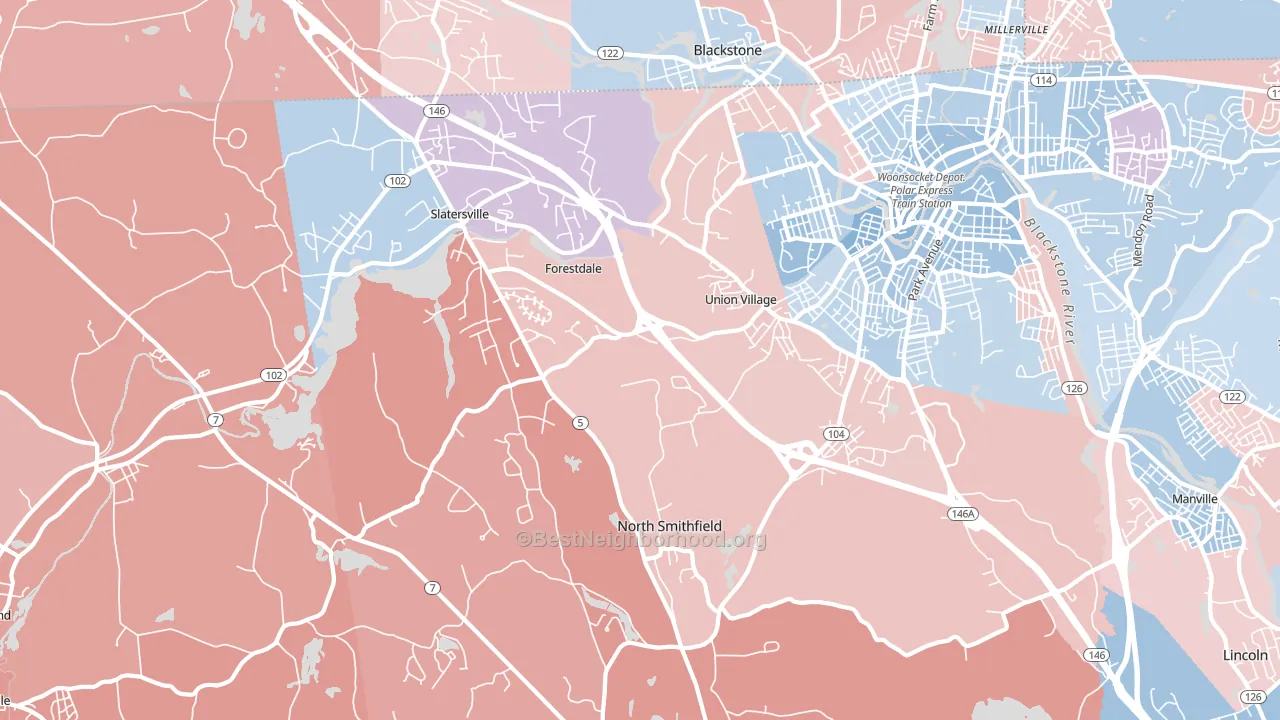 02896, RI block-group political-lean map