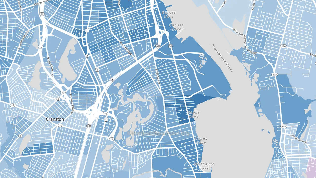 02905, RI block-group political-lean map