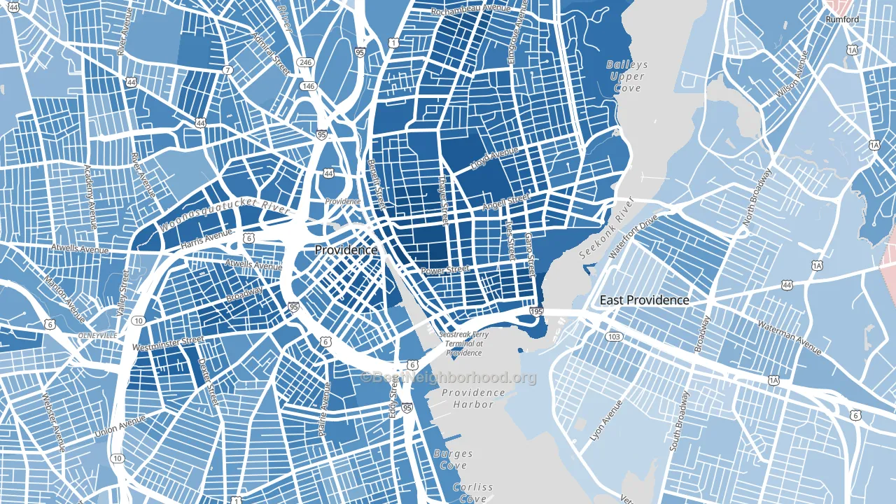 02912, RI block-group political-lean map