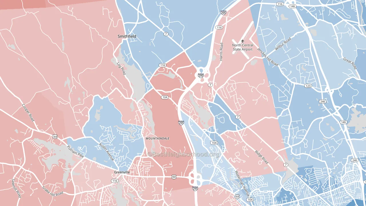 02917, RI block-group political-lean map