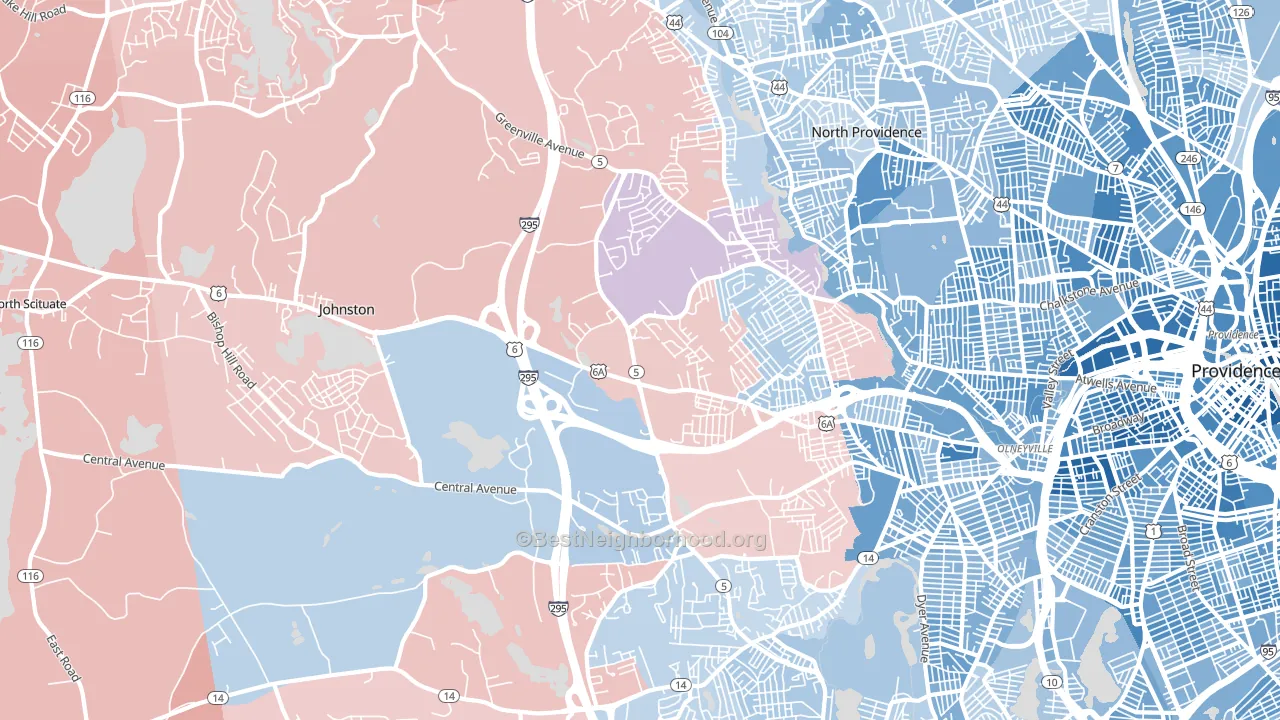 02919, RI block-group political-lean map