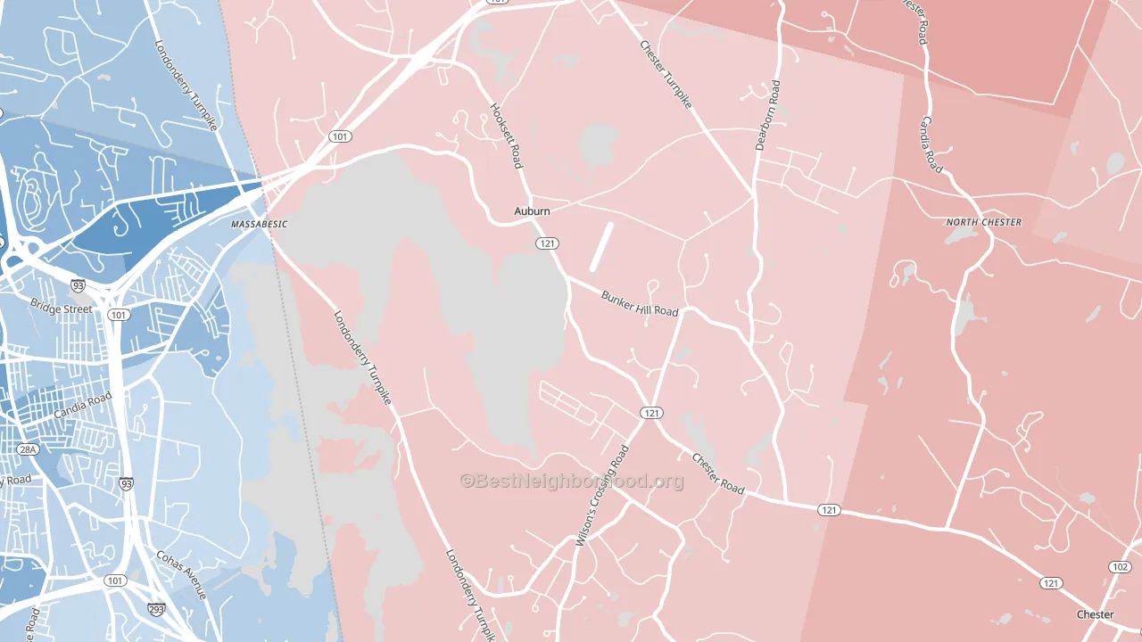 03032, NH block-group political-lean map