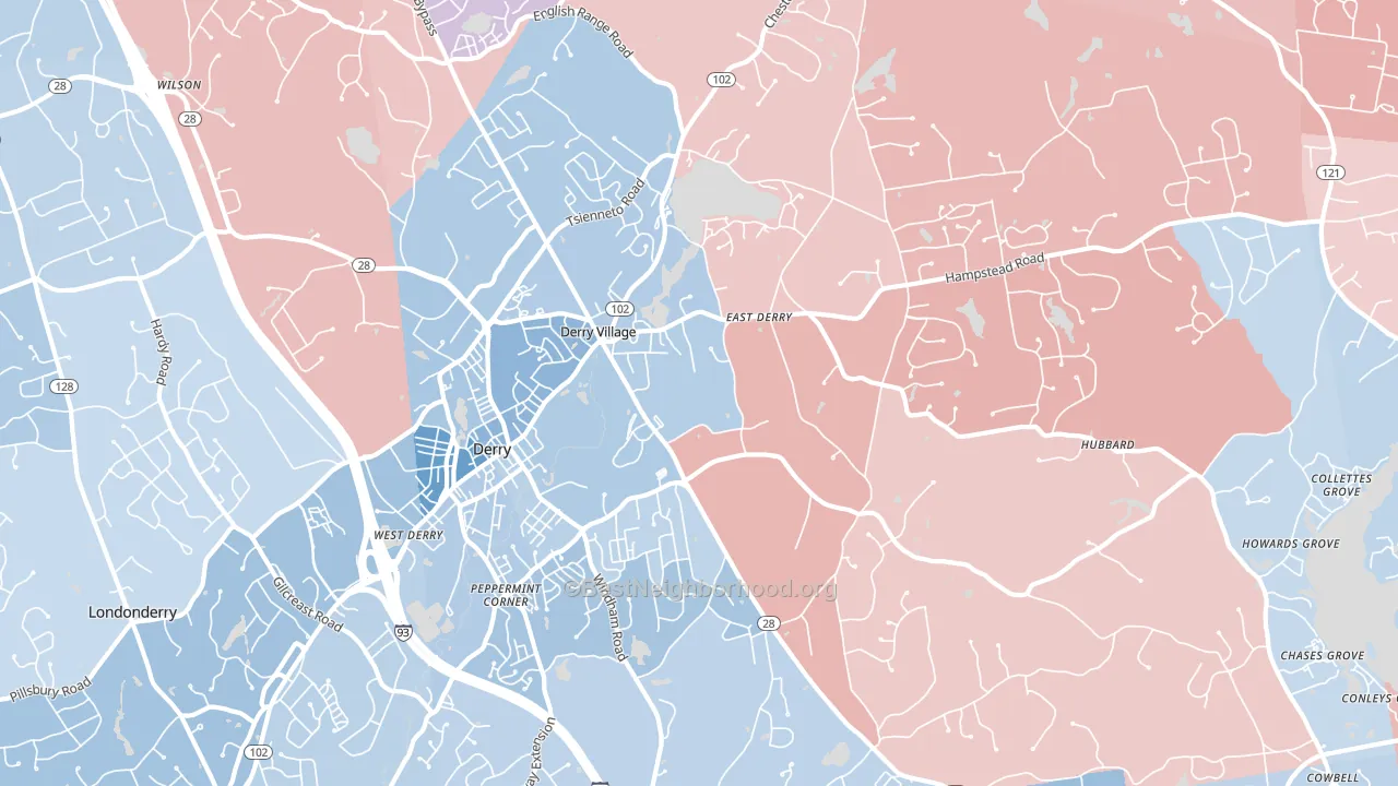 03038, NH block-group political-lean map