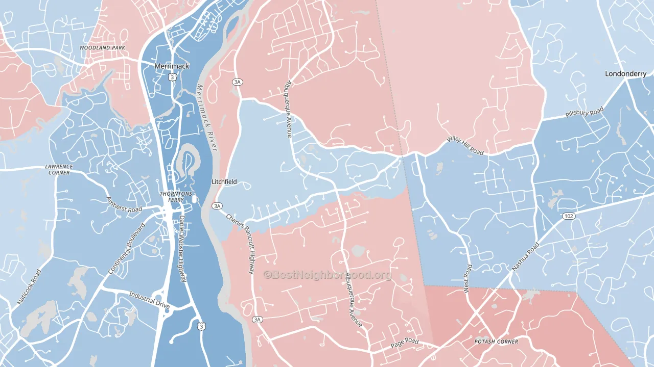 03052, NH block-group political-lean map