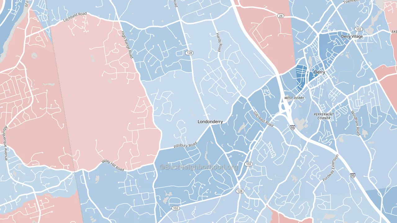 03053, NH block-group political-lean map