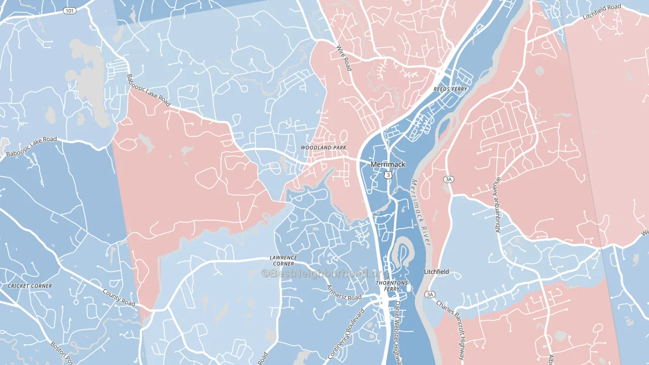 03054, NH block-group political-lean map