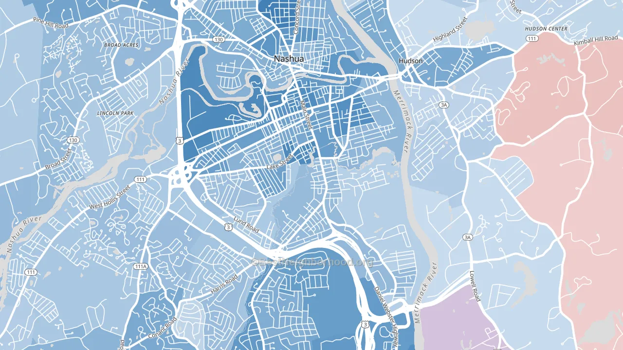 03060, NH block-group political-lean map