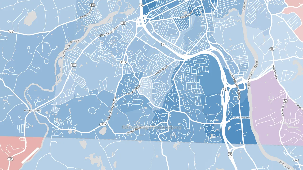 03062, NH block-group political-lean map