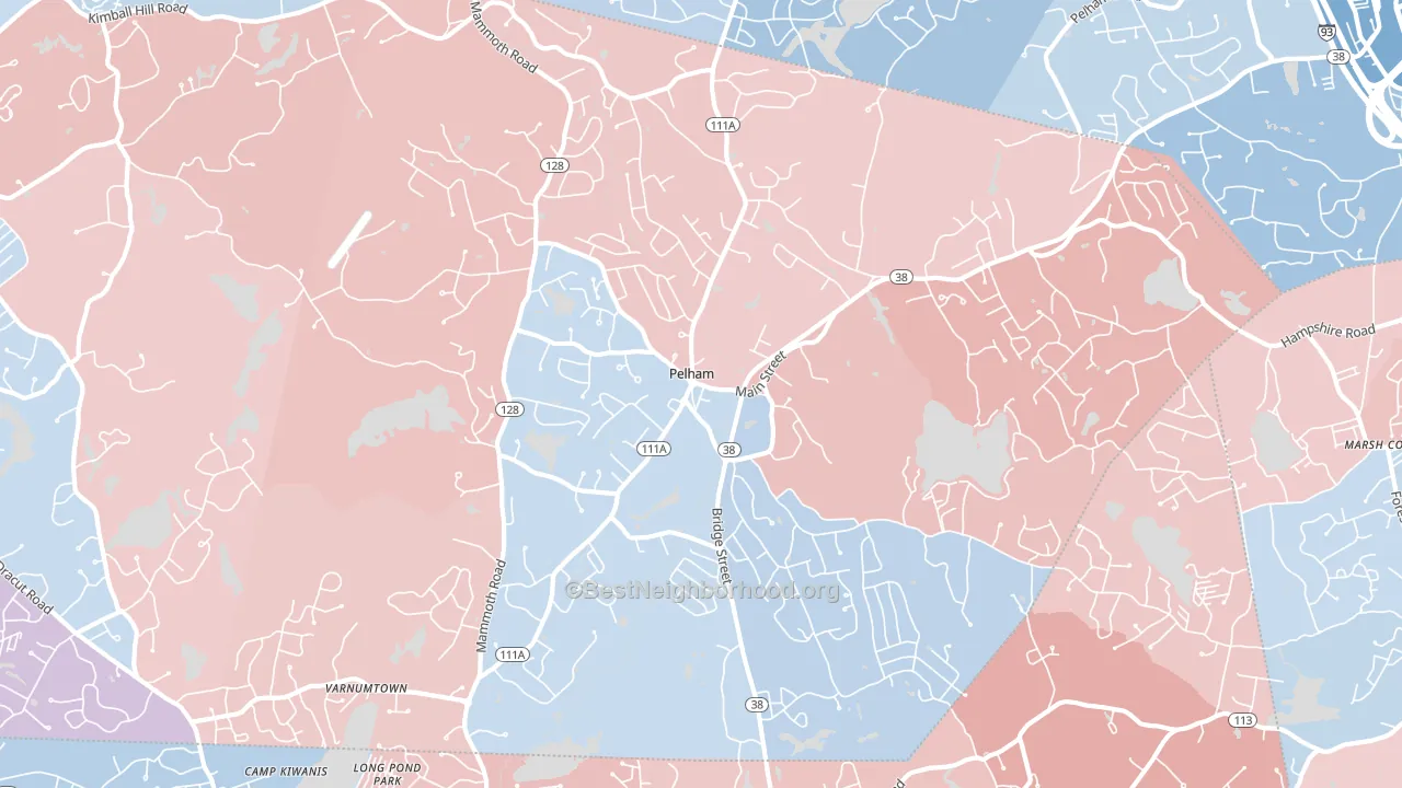 03076, NH block-group political-lean map