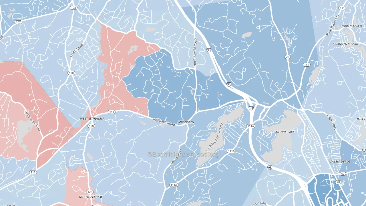 03087, NH block-group political-lean map