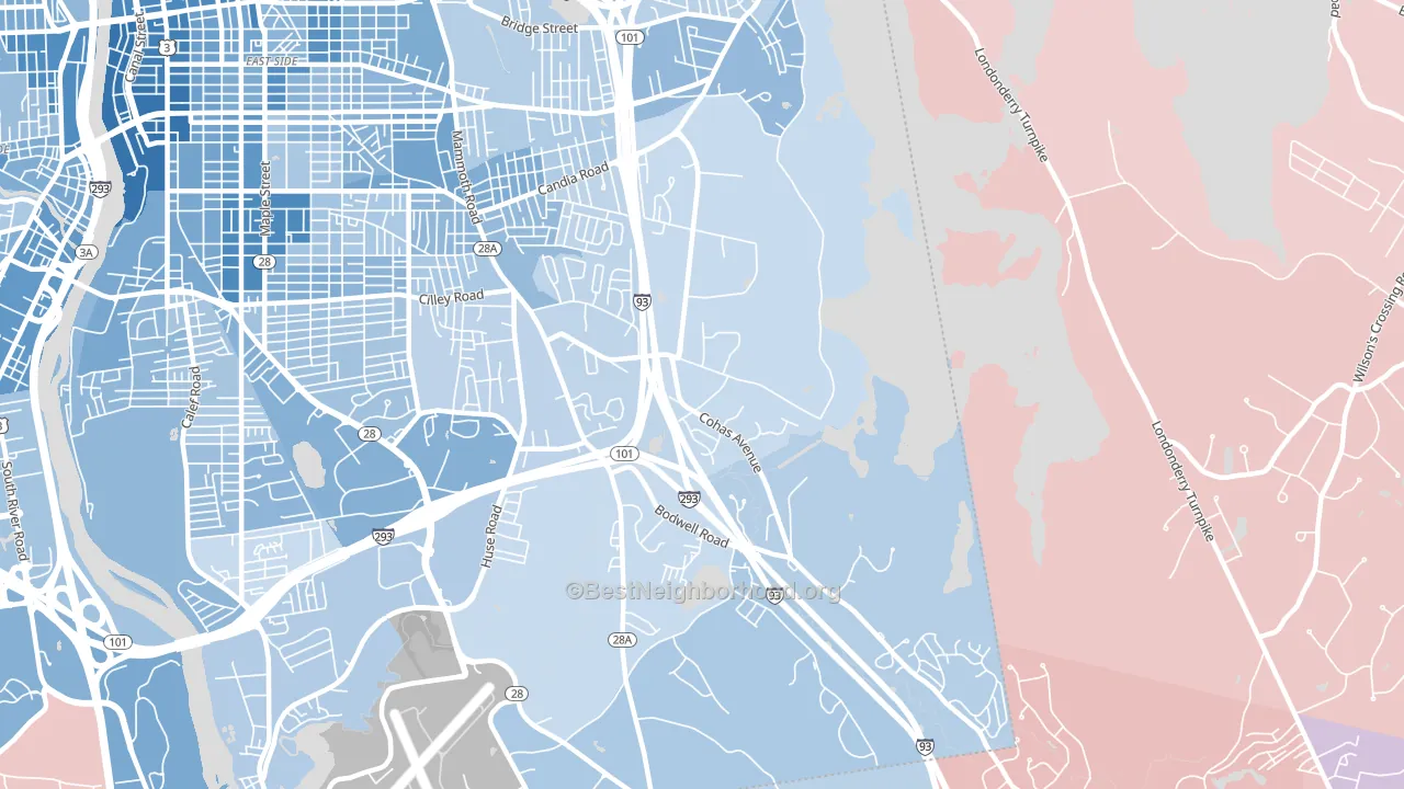 03109, NH block-group political-lean map